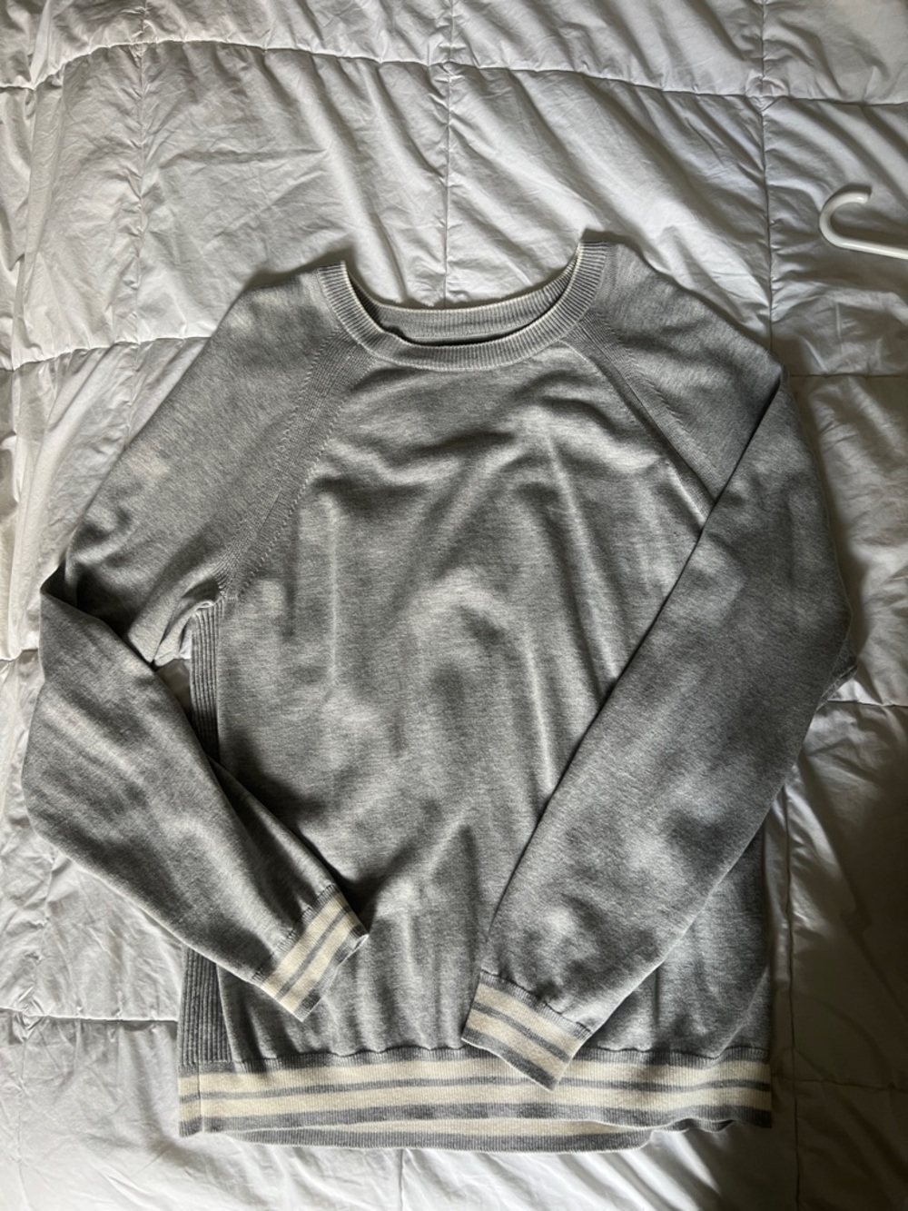 FLX Men's Crewneck Sweater in Light Gray with Contrast Stripes